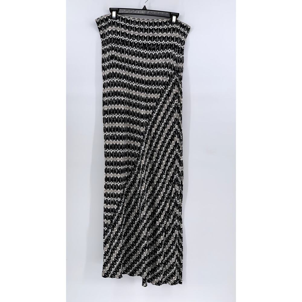 MAX EDITION Women’s Black-White Printed Maxi Skirt SZ M